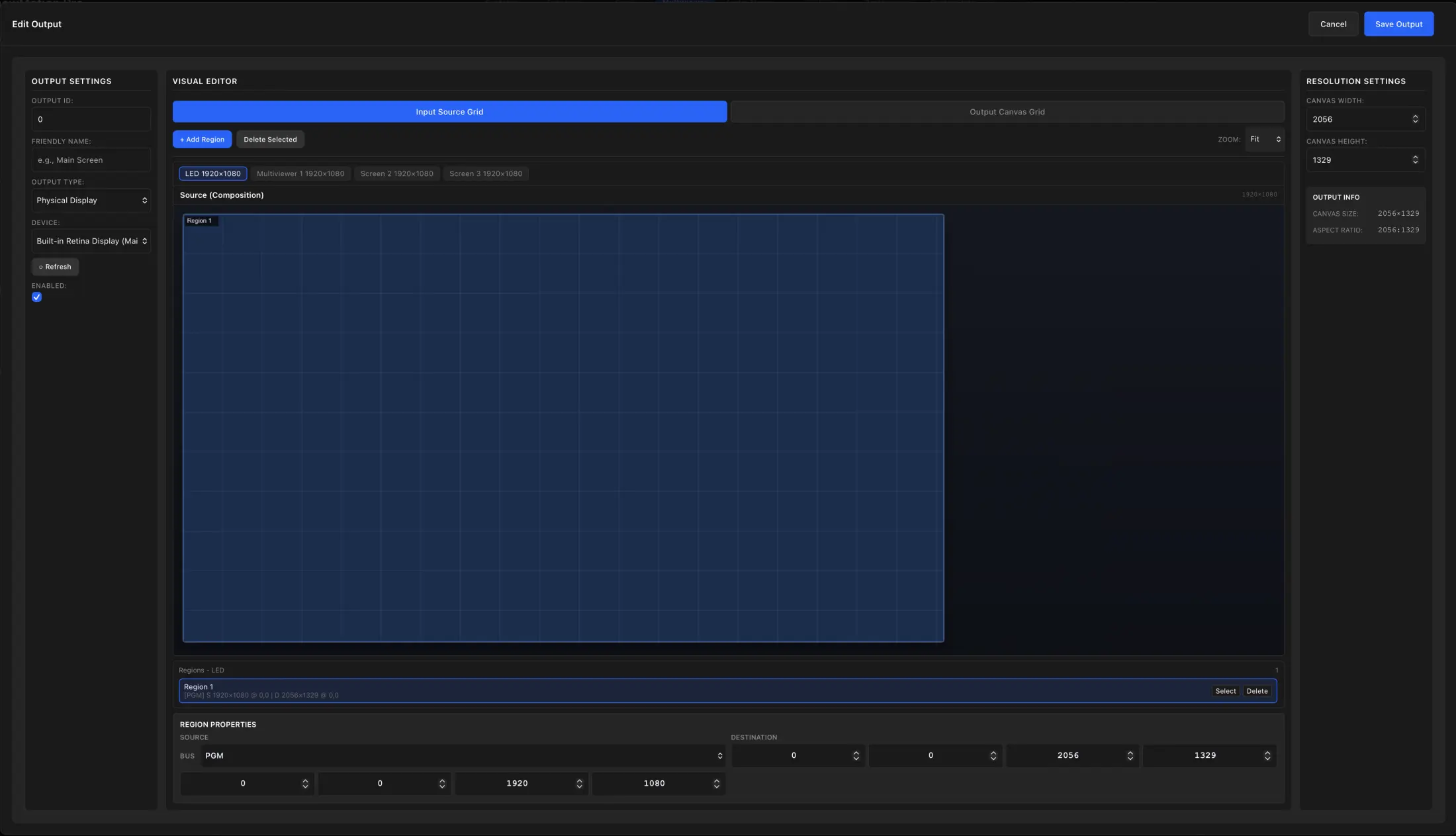 ShowMotion advanced output mapping editor