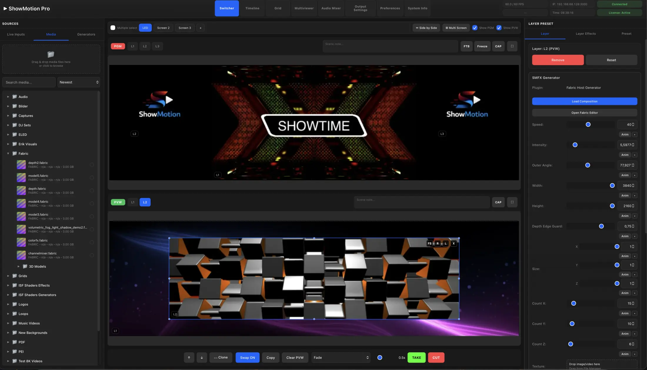 ShowMotion plugin host generator in the switcher
